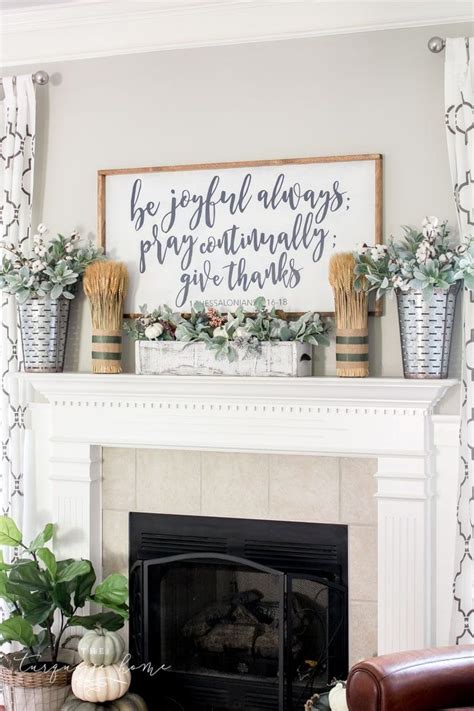 Simple Fall Mantel With A Farmhouse Sign The Turquoise Home