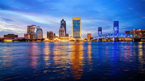 Jacksonville Florida City Skyline By Crackerclips Stock Media On