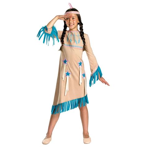 native american princess indian girl historical costume good for halloween and dress up play in