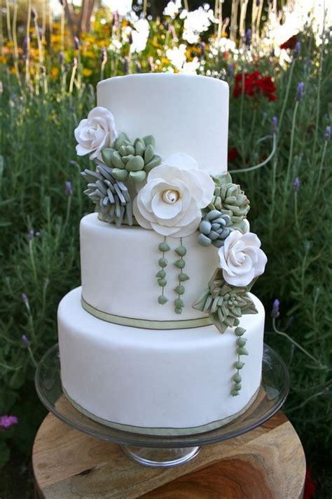 20 Adorable Wedding Cakes With Succulents