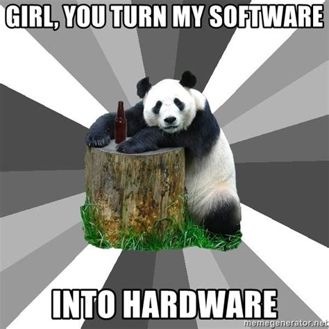 Girl You Turn My Software Into Hardware Pickup Line Panda Meme