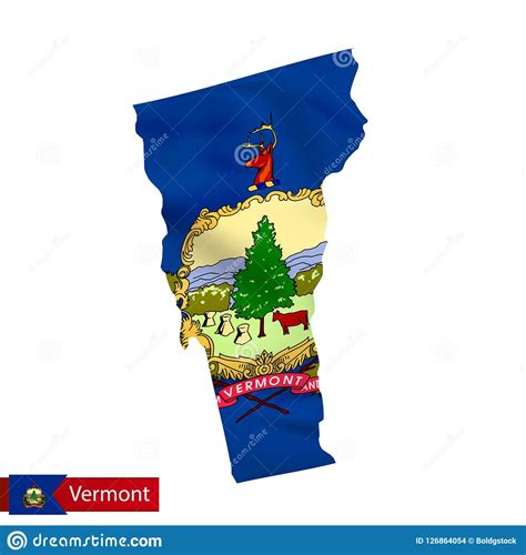 Vermont State Map With Waving Flag Of Us State Stock Vector
