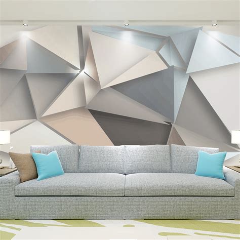 Silver Abstract 3d Triangle Wall Paper