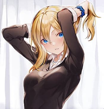 Shy Anime Girl With Blue Eyes And Blonde Hair