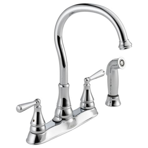Be sure to line up the faucet parts in the order in which you remove them. Two Handle Kitchen Faucet with Spray 21977LF | Delta Faucet