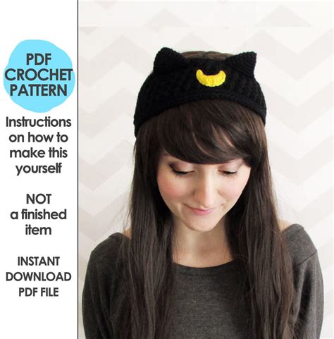 Crochet Pattern Cat Ears Headband Sailor Moon Ear Warmer Etsy