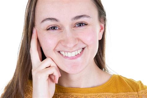 Closeup Young Happy Cheerful Smiling Pretty Woman Stock Image Image