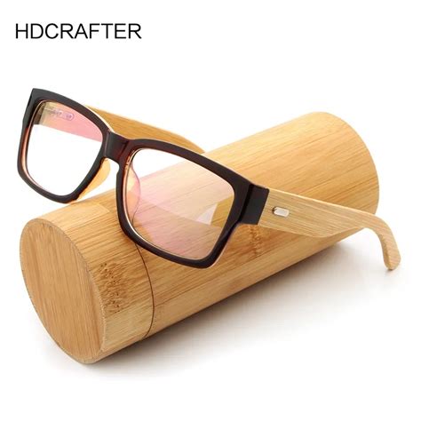 Hdcrafter Wooden Eyeglasses Frames Men Oversized Bamboo Glasses Frame Rectangle Spectacles