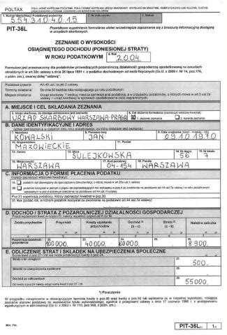 9 zł netto / 11,07 zł brutto. PIT-36L - wzór - Archiwum Rzeczpospolitej