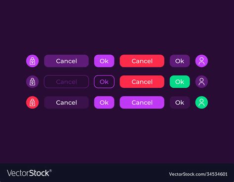 Colourful Buttons Ui Elements Kit Royalty Free Vector Image