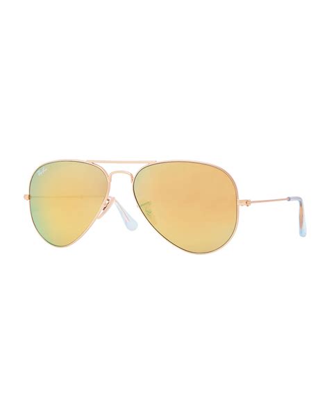 Ray Ban Aviator Mirrored Sunglasses In Gold Greenblue Lyst