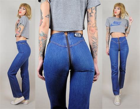 Rare 70 S Zipper Crotch Front Dark Denim Flared Jeans Etsy