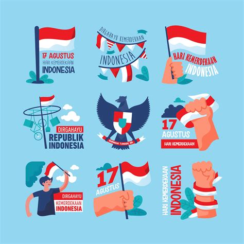 Indonesia Independence Day Icon And Sticker 2862386 Vector Art At Vecteezy