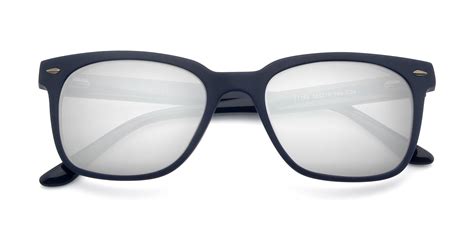 deep blue geek chic square full rim mirrored sunglasses with silver sunwear lenses 17165