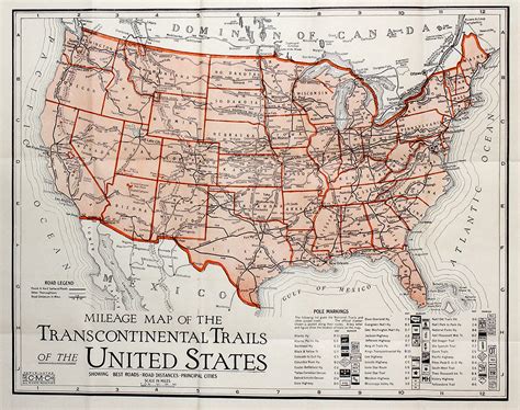 Us Mileage Map Of The Transcontinental The Old Map Gallery