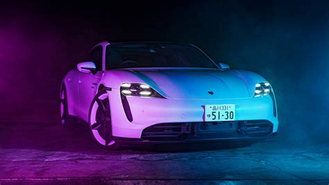 Porsche Taycan Turbo S Wallpaper 4k Neon Light 5k