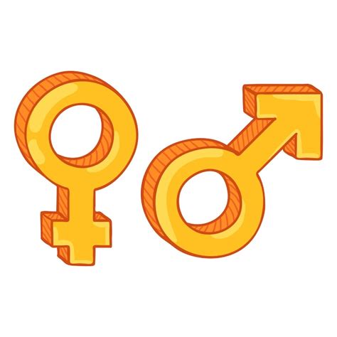 Premium Vector Vector Golden Cartoon Gender Symbols Male And Female