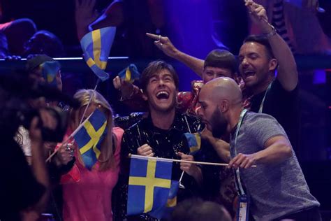 Swedish Singer Benjamin Ingrosso Celebrates After Winning The Swedish