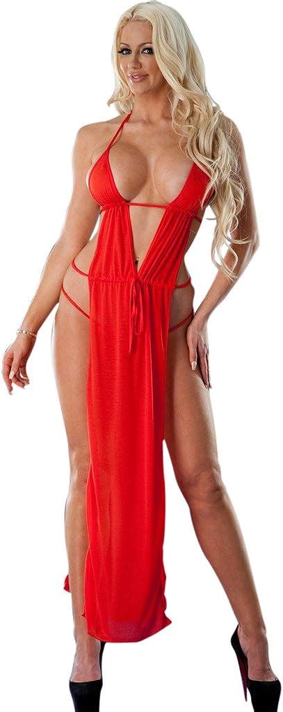 Amazon Com Wicked Temptations Sexy Semi Sheer Nightgown One Size Red Made In The Usa Clothing