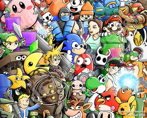 Video Game Print Game Characters Art Print Xbox Nintendo Etsy Canada