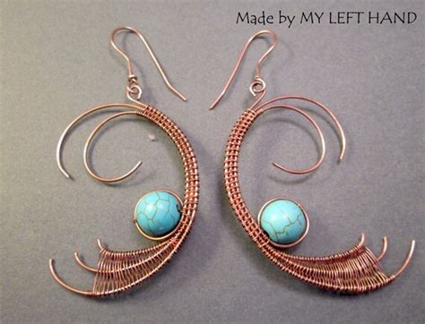 Items Similar To Turquoise And Copper Wire Wrapped Dangle Earrings