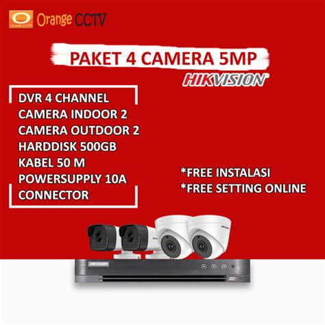 Paket 4 Kamera Hikvision 5MP CCTV Murah Spy Cam Kamera CCTV