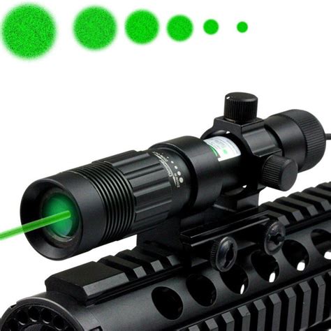 Adjustable Green Laser Sight Flashlight Illuminator Designator W Weaver