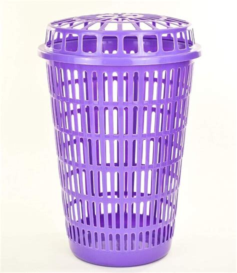 50l Purple Plastic Laundry Basket Washing Storage Bin With Lid In