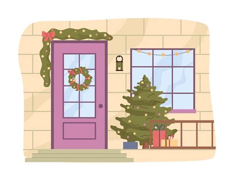 Christmas Door Corner Vectors And Illustrations For Free Download Freepik