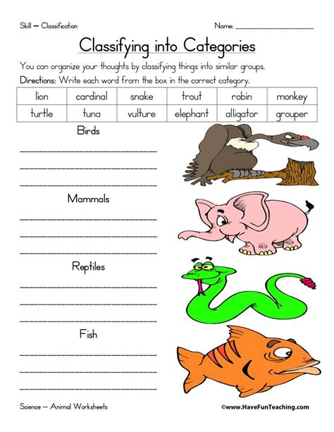 Animal Classification Worksheet | Have Fun Teaching