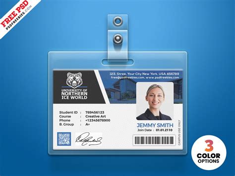 University Student Identity Card Psd Psdfreebies Within College Id