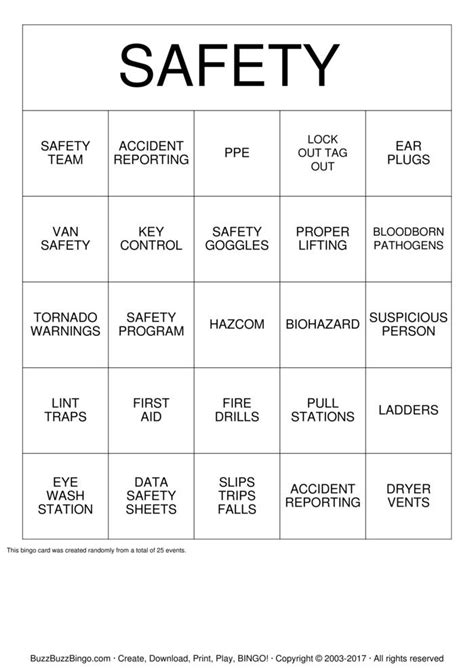 Safety Bingo 2 Bingo Cards To Download Print And Customize