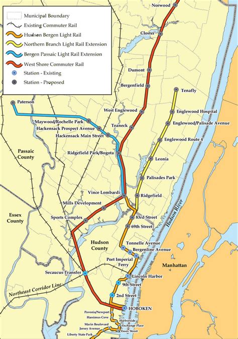 Bergen Hudson Light Rail Map World Map