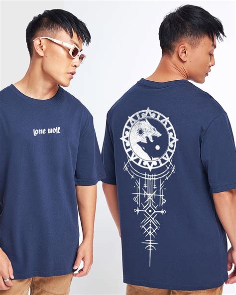 Buy Men S Blue Alpha Wolf Graphic Printed Oversized T Shirt Online At Bewakoof