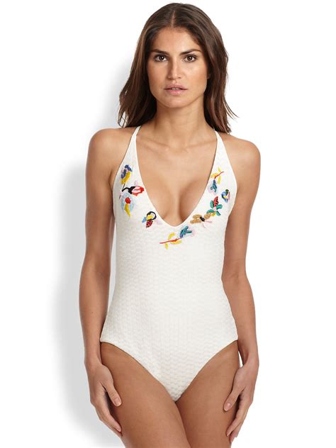 Lyst Missoni One Piece Embroidered Swimsuit In White