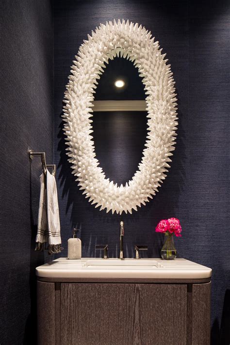 Contemporary Gray Powder Room With Modern Vanity And