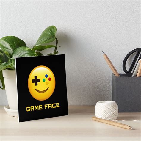 Game Face Emoji Emoticon Yellow Gamer Controller Face Art Board Print