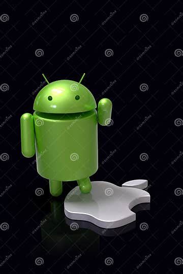 Android Vs Apple Ios Competition Symbol Logo Characters Editorial