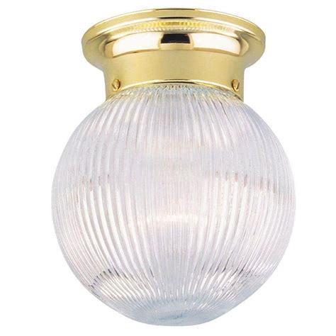 Westinghouse 1 Light Ceiling Fixture Polished Brass Interior Flush Mount With Crystal Ribbed