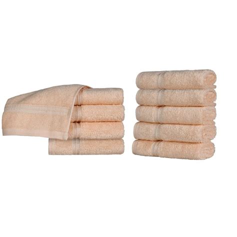 Superior Derry Solid Egyptian Cotton 10 Piece Face Towel Set Peach