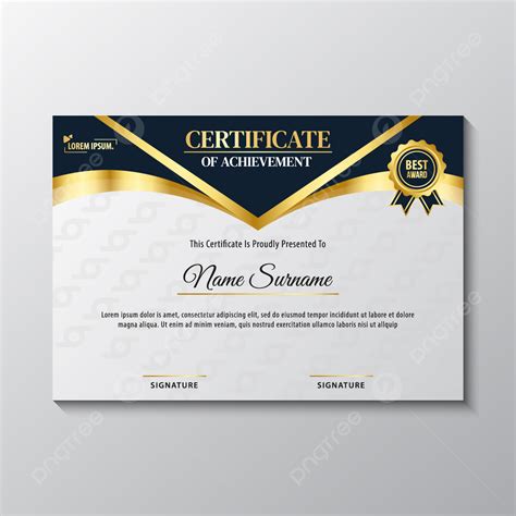 Certificate Template With Luxury Blue Color And Gold Medal Template