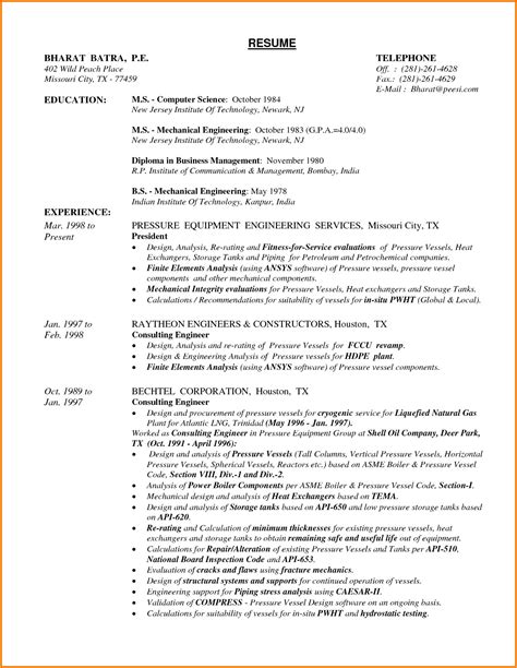 Resume Samples For Experienced Mechanical Engineers Williamson