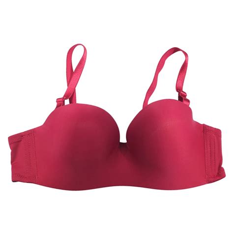 Women 1 Pcs Padded Push Up Bras Solid Glossy Seamless Half Cup Bras