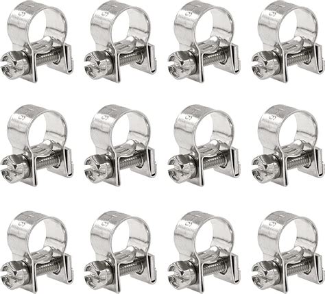 Glarks 12pack 9 11mm Stainless Steel Mini Fuel Injection Hose Clamps