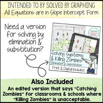 Check if some zombie has found the survivor. Solving Systems of Equations by Graphing & Zombies by Amazing Mathematics