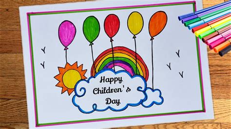 Childrens Day Easy Drawing Happy Childrens Day Poster How To Draw