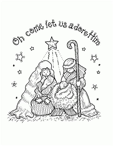 Manger Scene Nativity Coloring Pages For Kids Drawing With Crayons