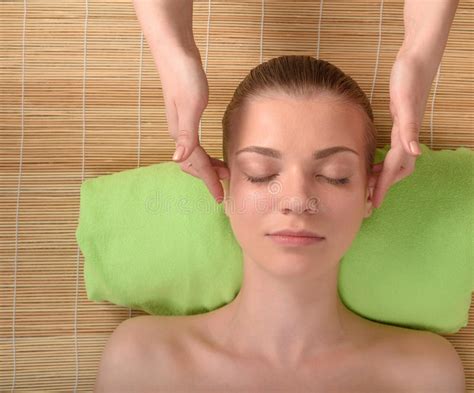 Beautiful Young Woman Getting Relaxing Head Stock Image Image Of Care Massaging 53062863