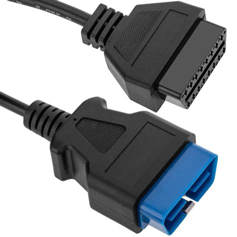 Obd2 16 Pin Blue Male To Female 450mm Extender Cable Cablematic