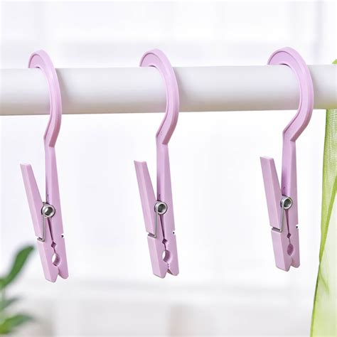 4pcs Plastic Clothes Peg Hooks Travel Portable Hanging Clothes Rails